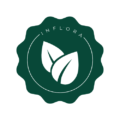 "Inflora logo, symbolizing organic goodness and sustainability, featuring elements of nature and fruits, representing their range of organic products including jackfruit-based vap and other fruit and spice infusions"